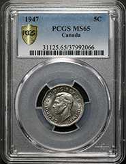 1947 5 Cents MS65 PCGS